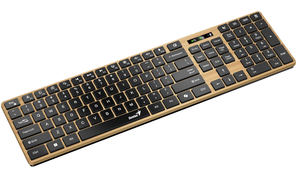 GENIUS Slimstar 7250BT/ bezdrátová 2,4GHz + BT5.0/ Copilot/ USB/ barva borovice + černá/ CZ+SK layout